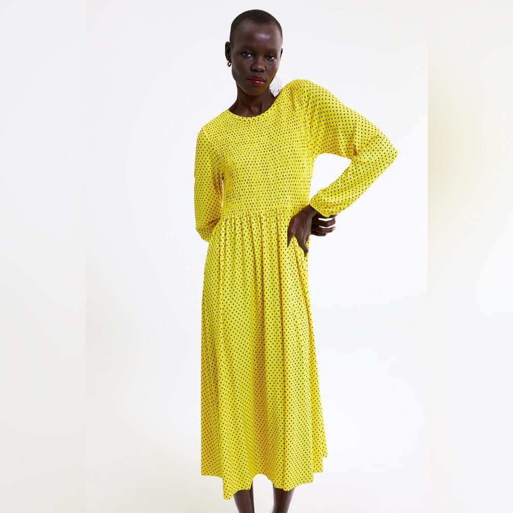 POLKA DOT DRESS ZARA YELLOW